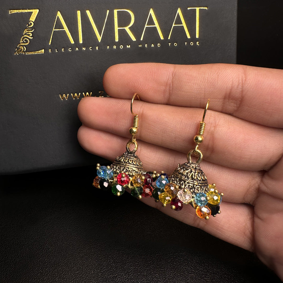 Multi Pearl  Antique Jhumki