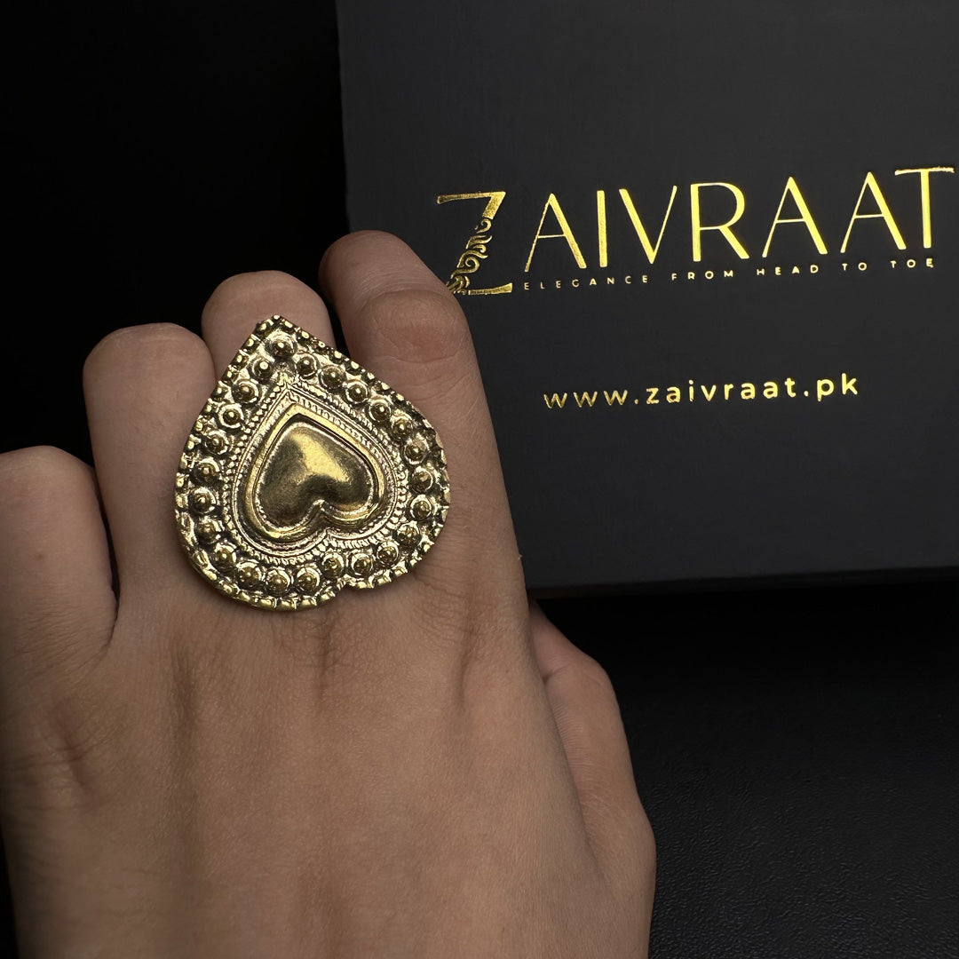 Gold Antique Heart  Ring