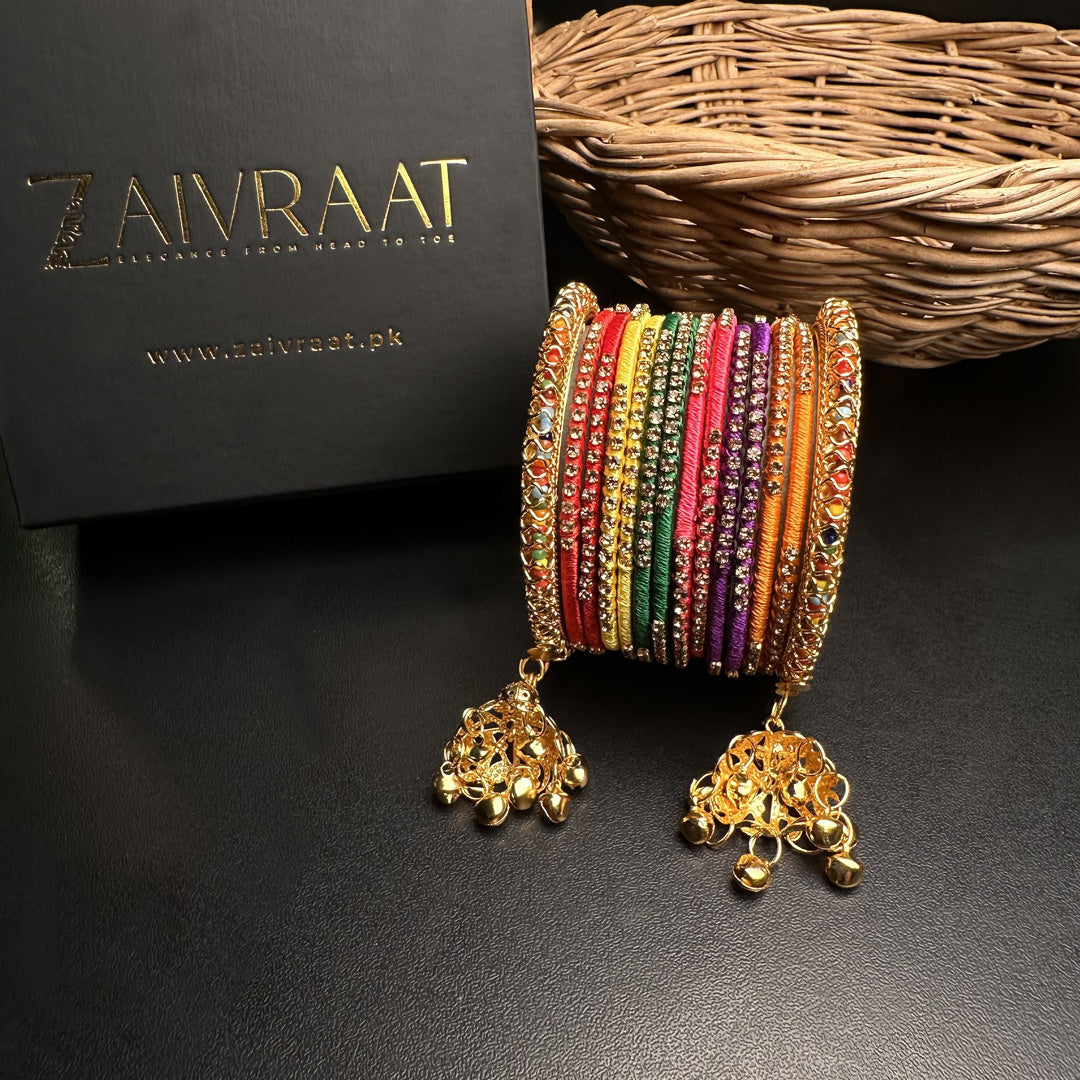 Multi Pearl  Bangles with Hanging