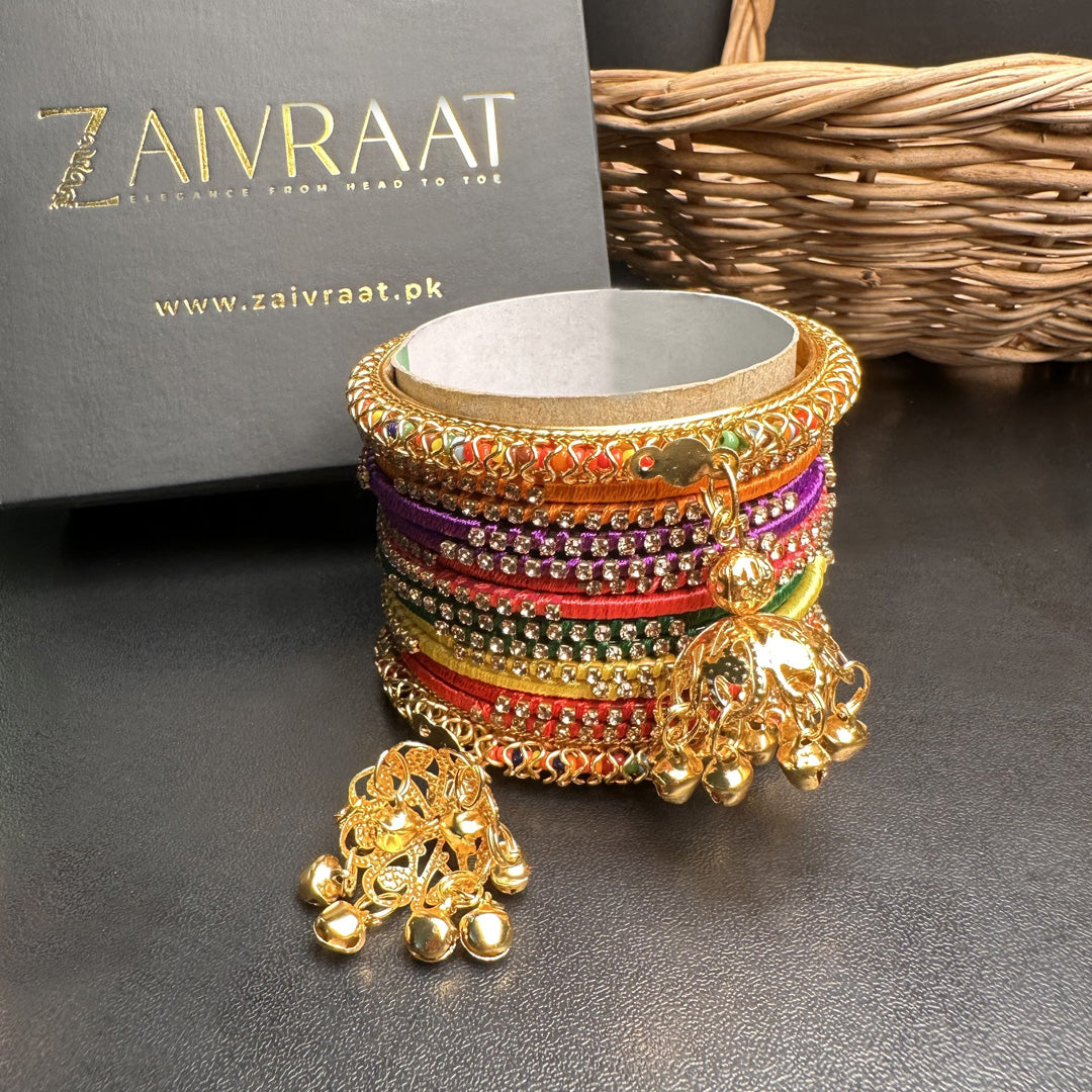 Multi Pearl  Bangles with Hanging