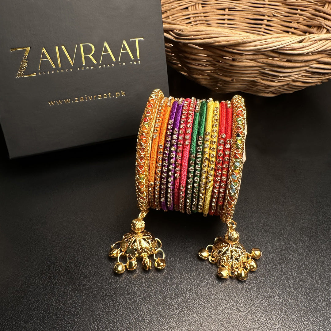 Multi Pearl  Bangles with Hanging