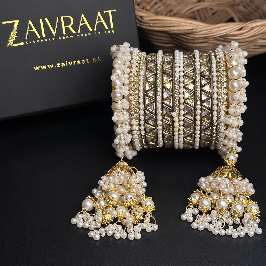 Mahtaab - Hanging Pearl Luxe Bangles (Triangle)
