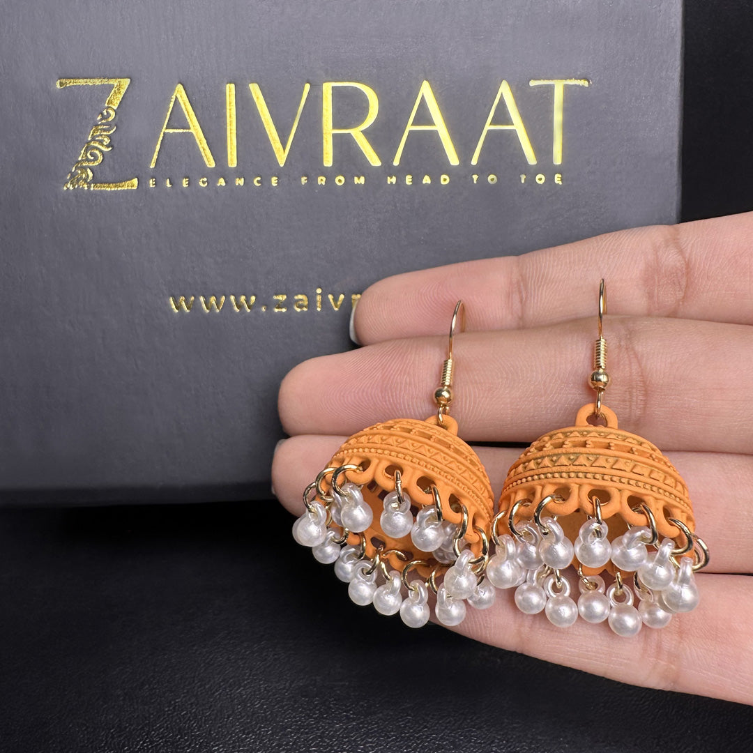Mehrab - Orange Pearl Jhumki