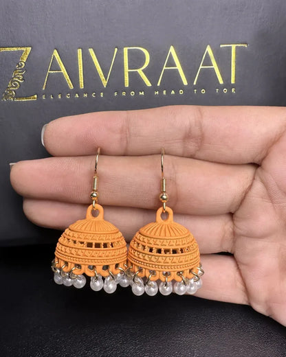 Mehrab - Orange Pearl Jhumki