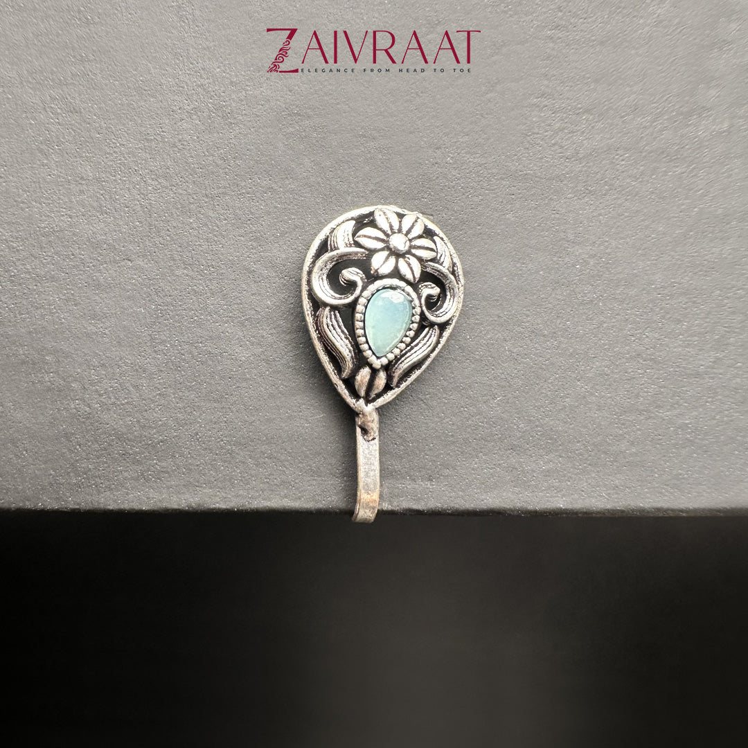 Kalli - Antique Nose Ring (Aqua)