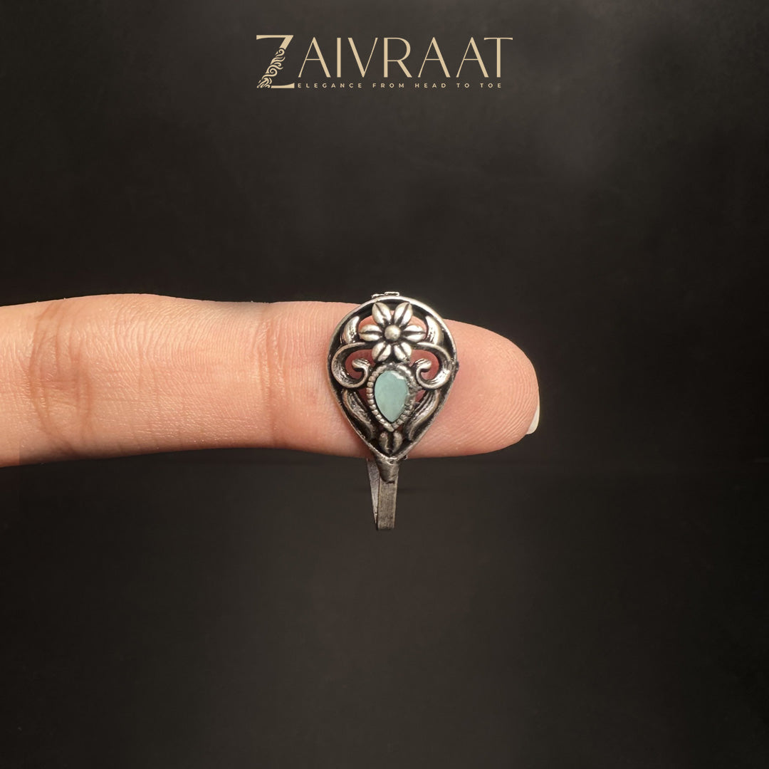 Kalli - Antique Nose Ring (Aqua)