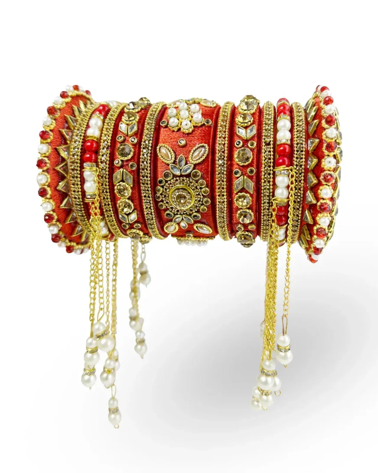 Bridal Silk Thread Wrapped Bangle With Tassels