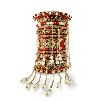 Bridal Silk Thread Wrapped Bangle With Tassels - Zaivraat