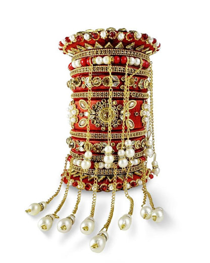 Bridal Silk Thread Wrapped Bangle With Tassels