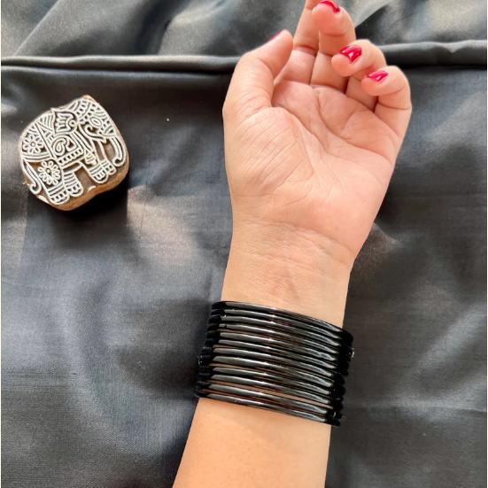 Black Glass Bangles (Pack of 24)