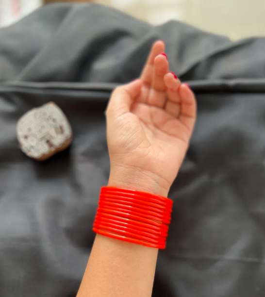 Orange Glass Bangles (Pack of 24)