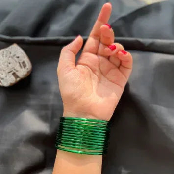 Yumna Zaidi Inspired Green Glass Bangles - Zaivraat