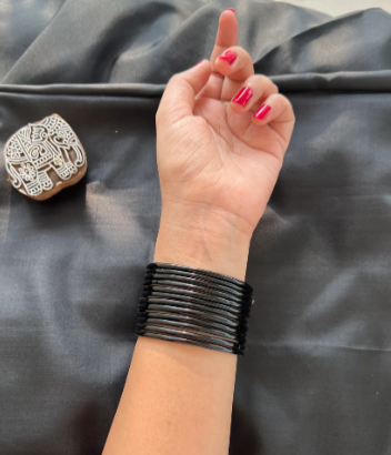 Black Glass Bangles (Pack of 24)