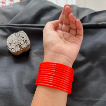Orange Glass Bangles (Pack of 24)