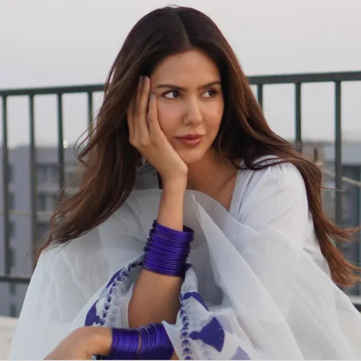 Sonam Bajwa inspired Blue Glass Bangles - Zaivraat