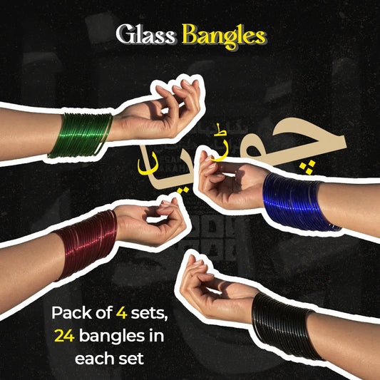 Glass Bangles Deal (4 Set of 24 Bangles) - Zaivraat