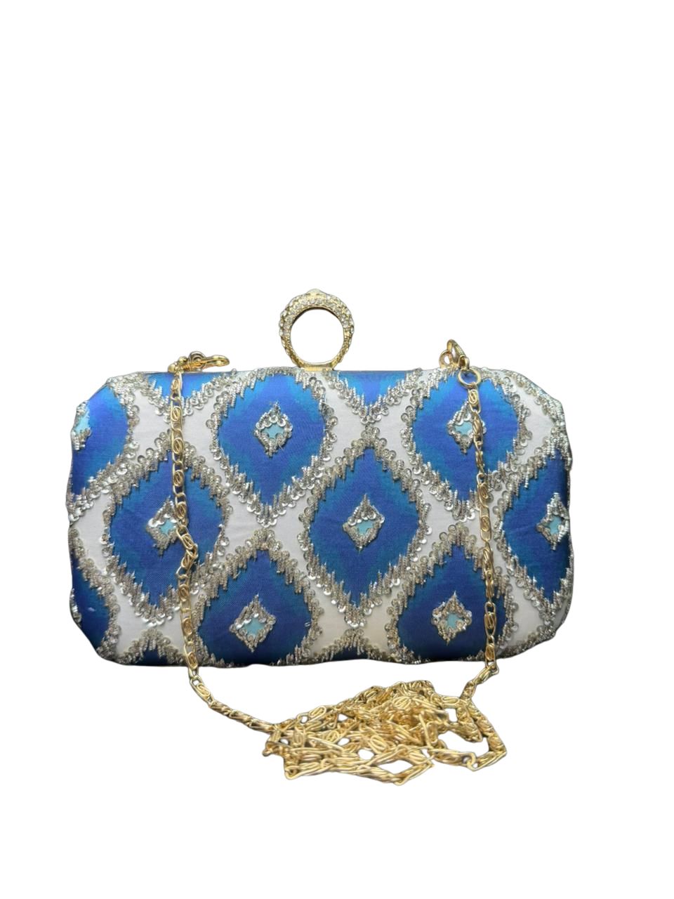 Blue Beaded Clutch