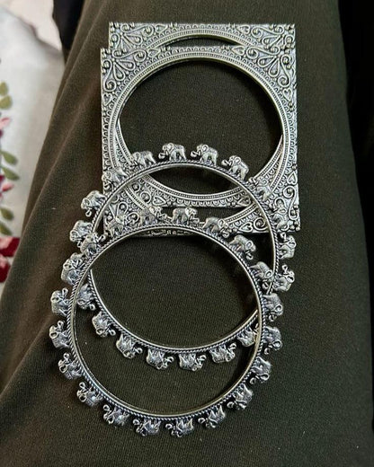 Rajasthani Elephant Oxidised Kangan - Zaivraat