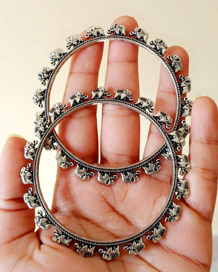 Rajasthani Elephant Oxidised Kangan