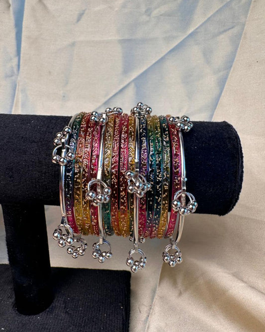 Kashmiri Bangles (Multi - Silver)