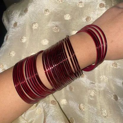 Sajal Ali Inspired Maroon Glass Bangles - Zaivraat