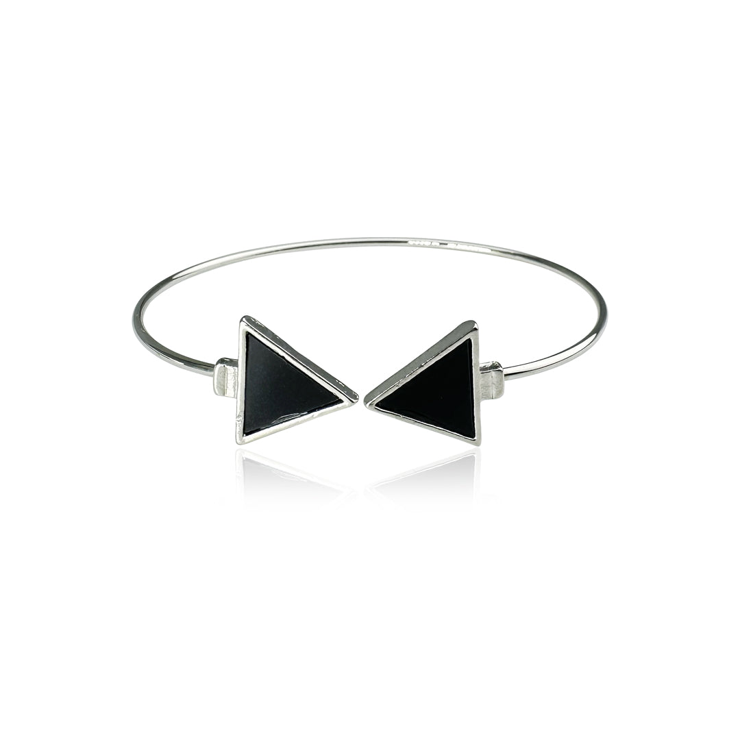 Zaivraat  triangle shape silver charm cuff bracelet